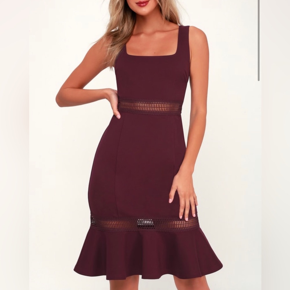 Martini Mama Plum Purple Crochet Midi Dress